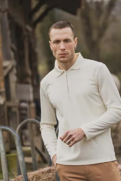Polo à manches longues avec col zippé
