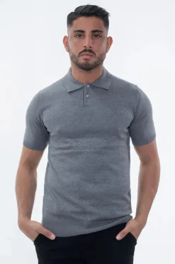Polo boutonné manches courtes uni en maille