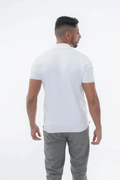 Polo boutonné manches courtes uni en maille