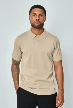Polo boutonné manches courtes uni en maille