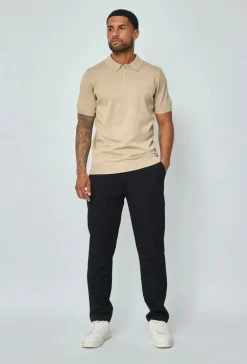 Polo boutonné manches courtes uni en maille