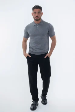 Polo boutonné manches courtes uni en maille