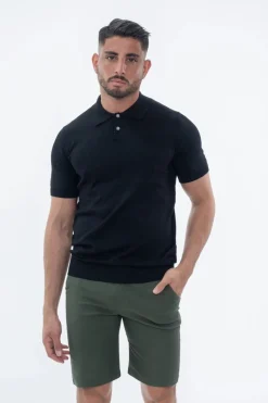 Polo boutonné manches courtes uni en maille