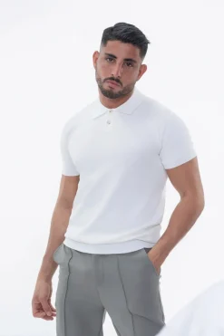 Polo boutonné manches courtes uni en maille