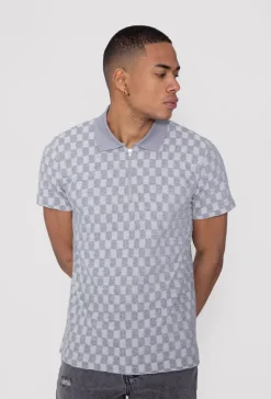 Polo manches courtes à motif carreaux