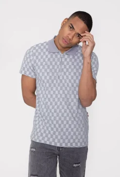 Polo manches courtes à motif carreaux