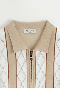 Polo manches courtes à zip en rayures
