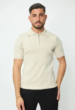Polo uni effet rayé