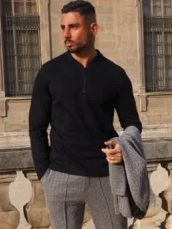 Polo uni manche longue