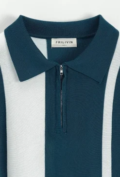 Polo zippé à rayures latérales