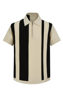 Polo zippé à rayures latérales