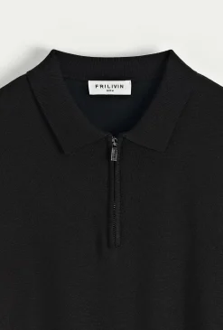 Pull à col chemise zipé