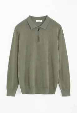 Pull à col chemise zipé