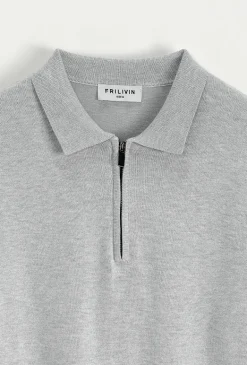 Pull à col chemise zipé