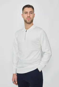 Pull à col chemise zipé