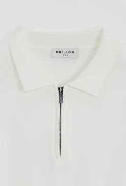 Pull à col chemise zipé