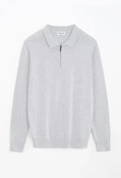 Pull à col chemise zipé