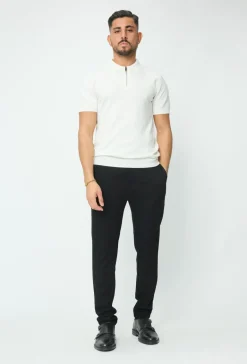Pull à col chemise zipé