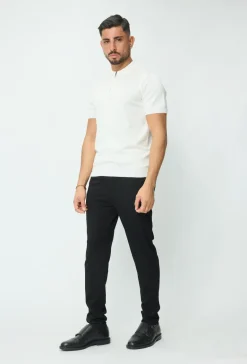 Pull à col chemise zipé