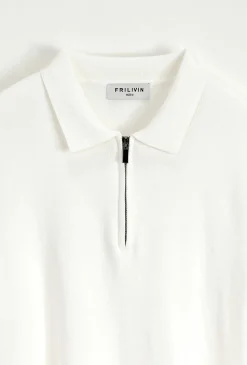 Pull à col chemise zipé