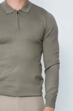 Pull à col chemise zipé