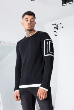 Pull à manches longues avec design carré et zip sur la manche