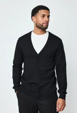Pull cardigan boutonné couleur uni