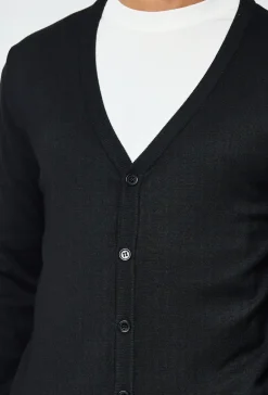 Pull cardigan boutonné couleur uni