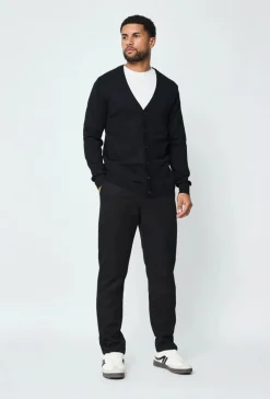 Pull cardigan boutonné couleur uni