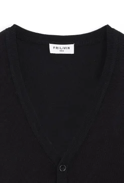Pull cardigan boutonné couleur uni