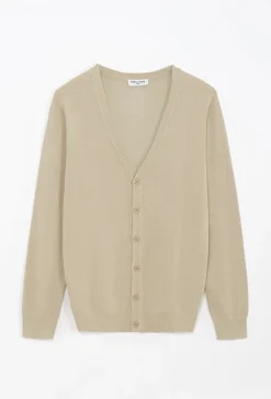 Pull cardigan boutonné couleur uni