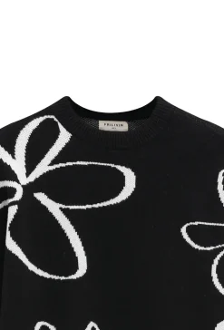 Pull col rond à motif grandes fleures