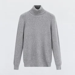Pull col roulé maille cotelé