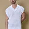 Pull uni en maille sans manches