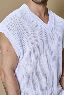 Pull uni en maille sans manches