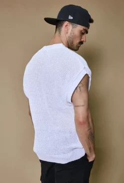 Pull uni en maille sans manches