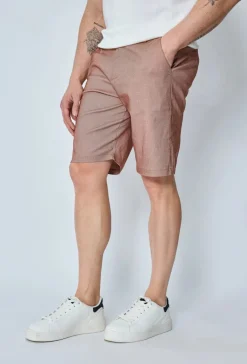 Short uni en toile de style chino