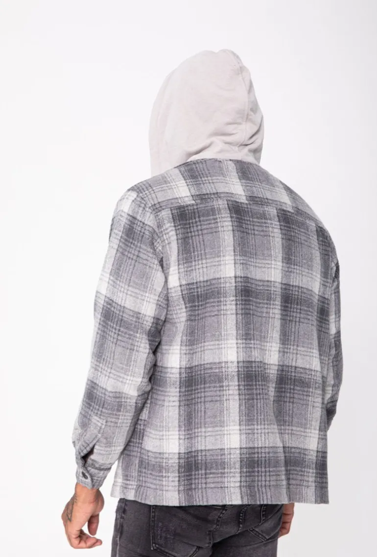Surchemise à carreaux avec capuche