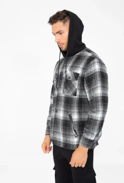 Surchemise à carreaux avec capuche