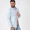 Surchemise jean délavé avec finition usée