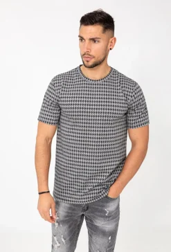 T-shirt à carreaux pieddepoule