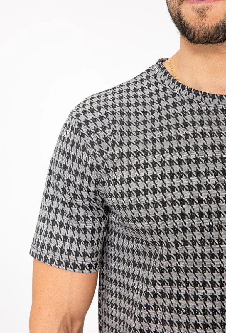T-shirt à carreaux pieddepoule