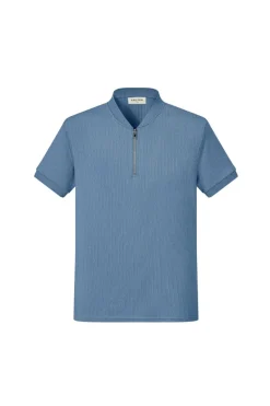 T-shirt à col zippé maille cotelé