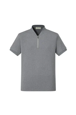 T-shirt à col zippé maille cotelé