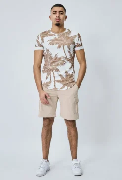 T-shirt à imprimé palmiers