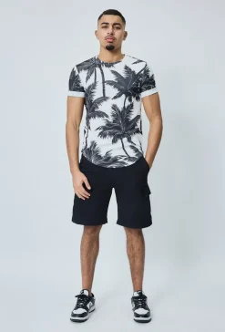 T-shirt à imprimé palmiers