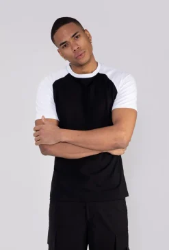 T-shirt avec manches raglan contrastantes
