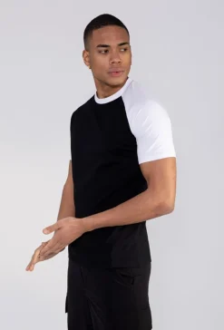 T-shirt avec manches raglan contrastantes