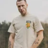 T-shirt beige à manches courtes avec col rond