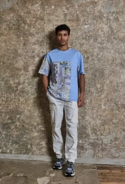 T-shirt bimatiere à motifs abstraits